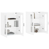 Armoires murales 2 pcs blanc brillant bois d'ingénierie