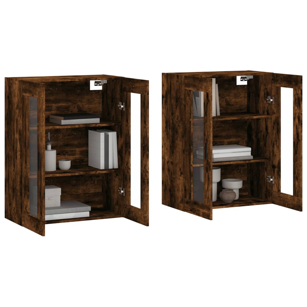 Wall cabinets 2 pcs smoked oak engineered wood