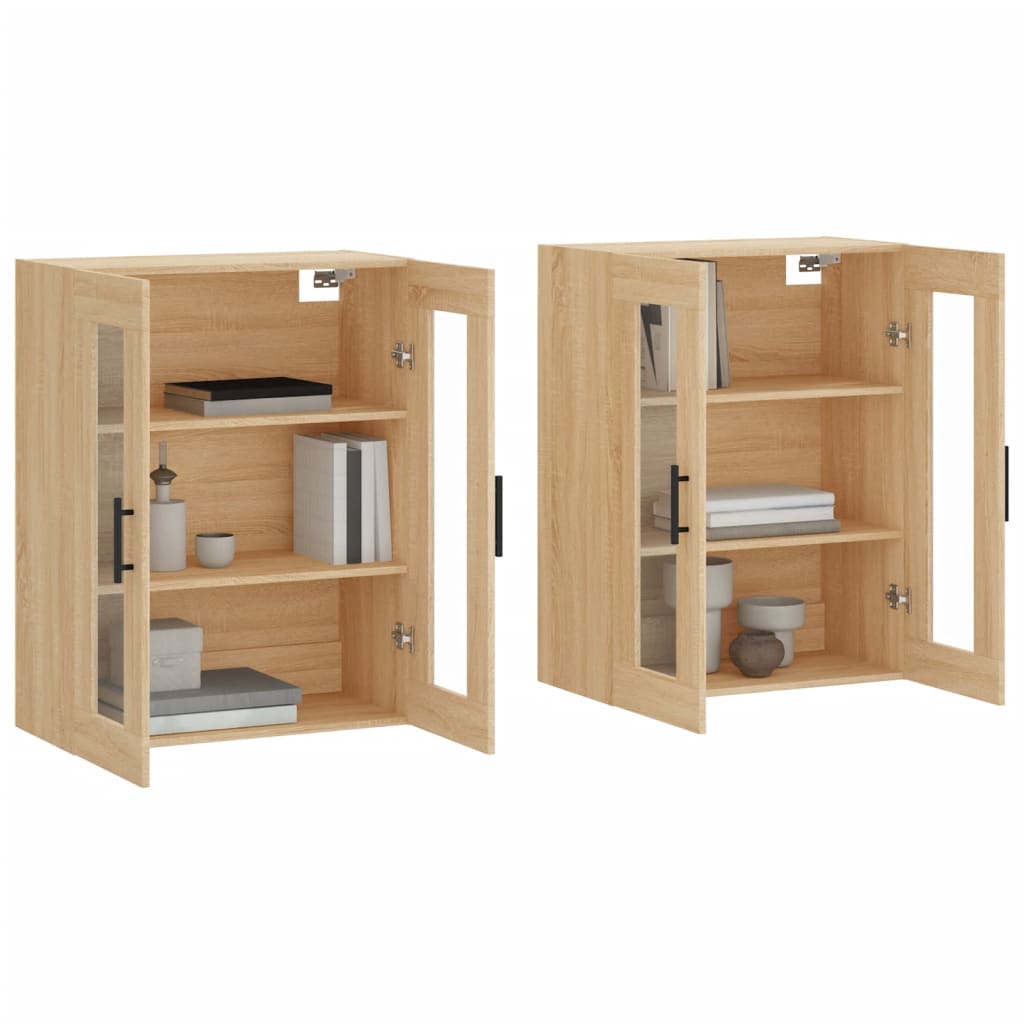 2 pcs wall cabinets sonoma oak engineered wood