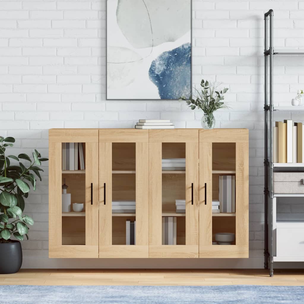 2 pcs wall cabinets sonoma oak engineered wood