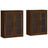 2 pcs wall cabinets oak brown engineered wood