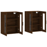 2 pcs wall cabinets oak brown engineered wood