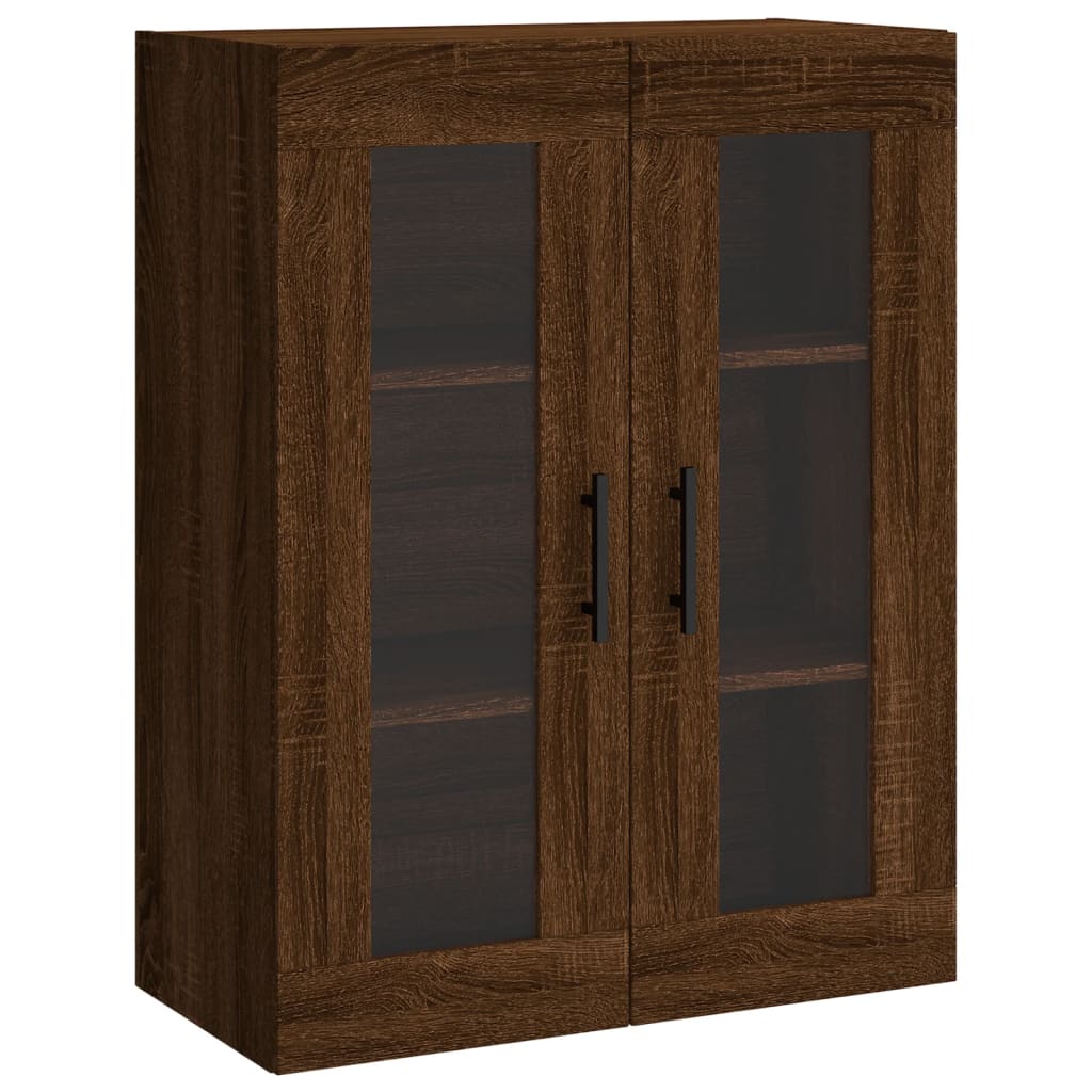 2 pcs wall cabinets oak brown engineered wood