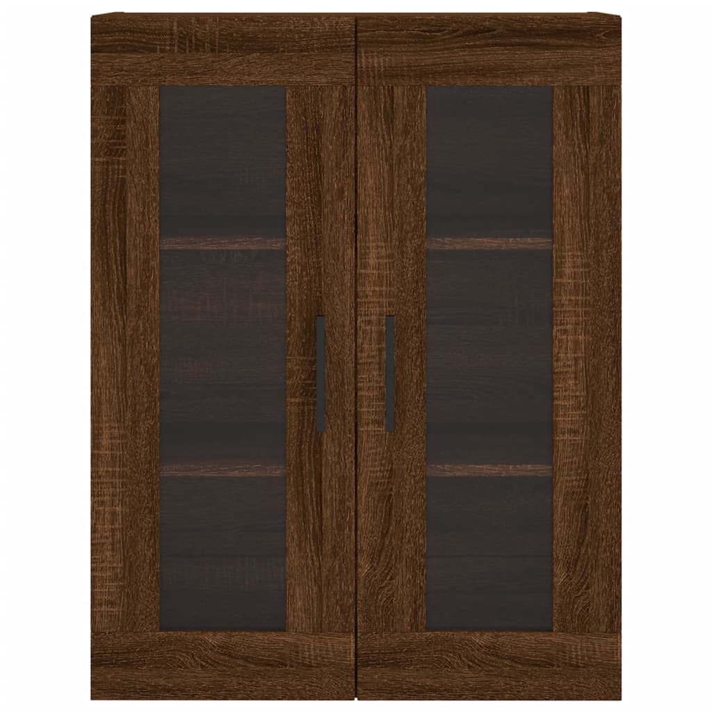 2 pcs wall cabinets oak brown engineered wood