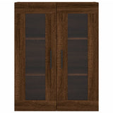 2 pcs wall cabinets oak brown engineered wood