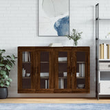 2 pcs wall cabinets oak brown engineered wood