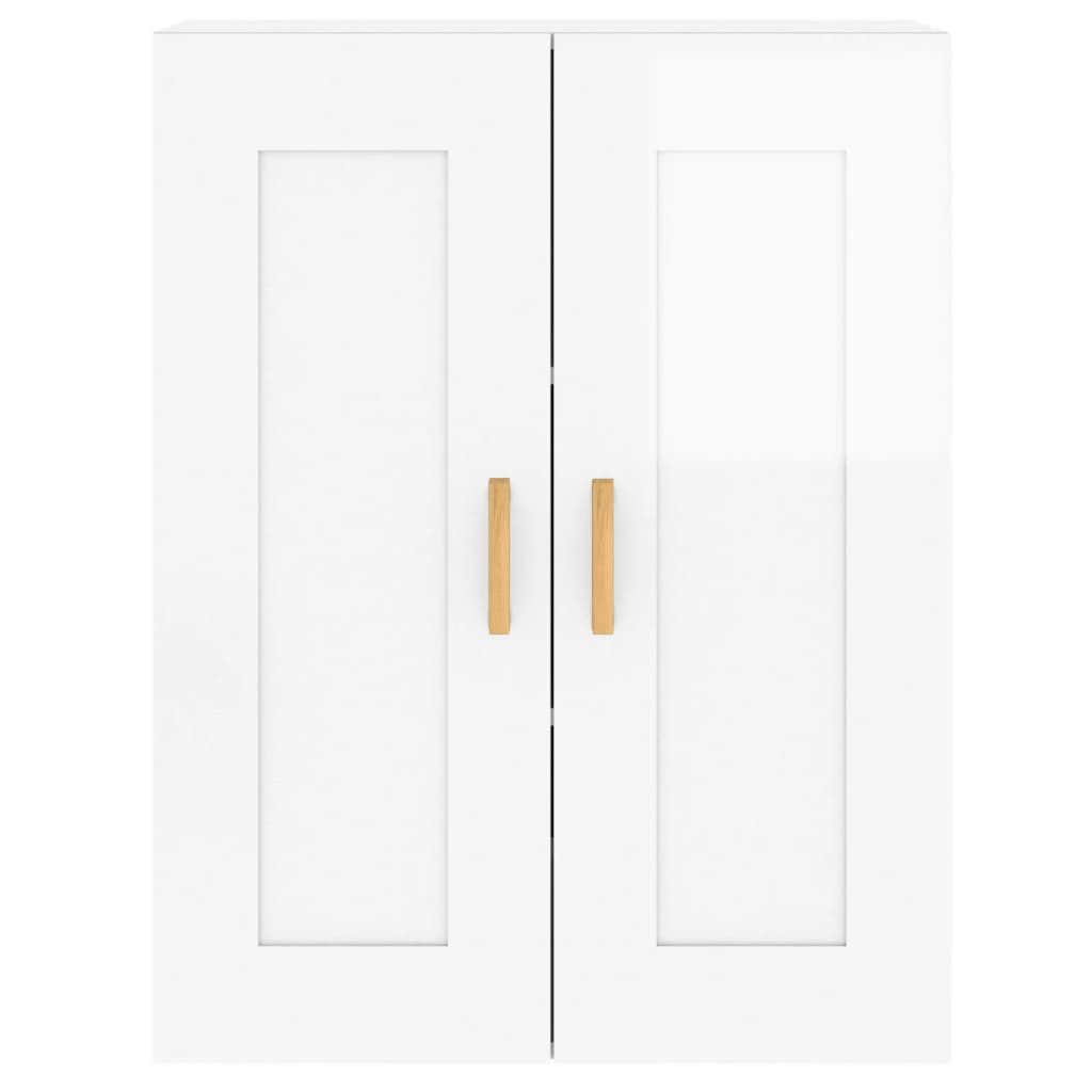 Armoires murales 2 pcs blanc brillant bois d'ingénierie