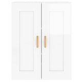 Armoires murales 2 pcs blanc brillant bois d'ingénierie