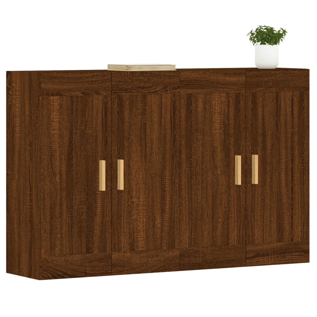 2 pcs wall cabinets oak brown engineered wood