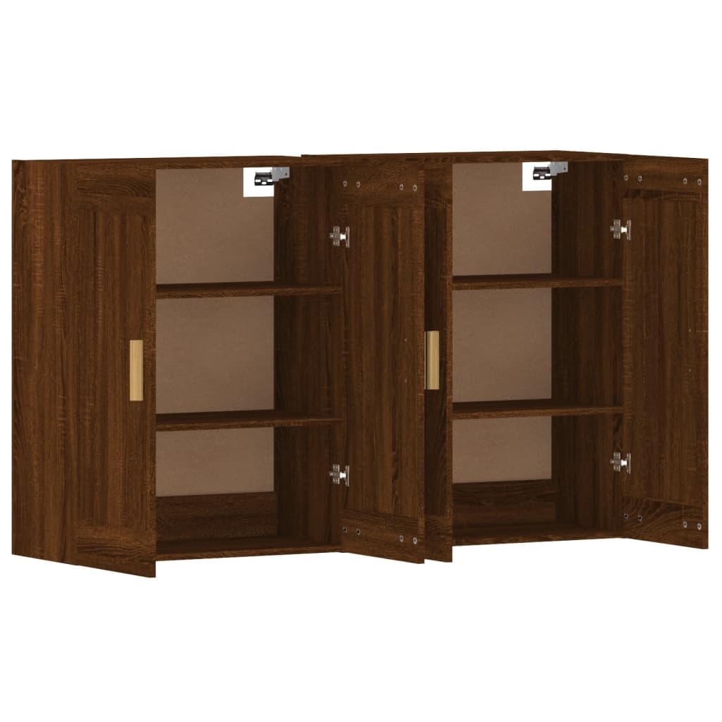 2 pcs wall cabinets oak brown engineered wood