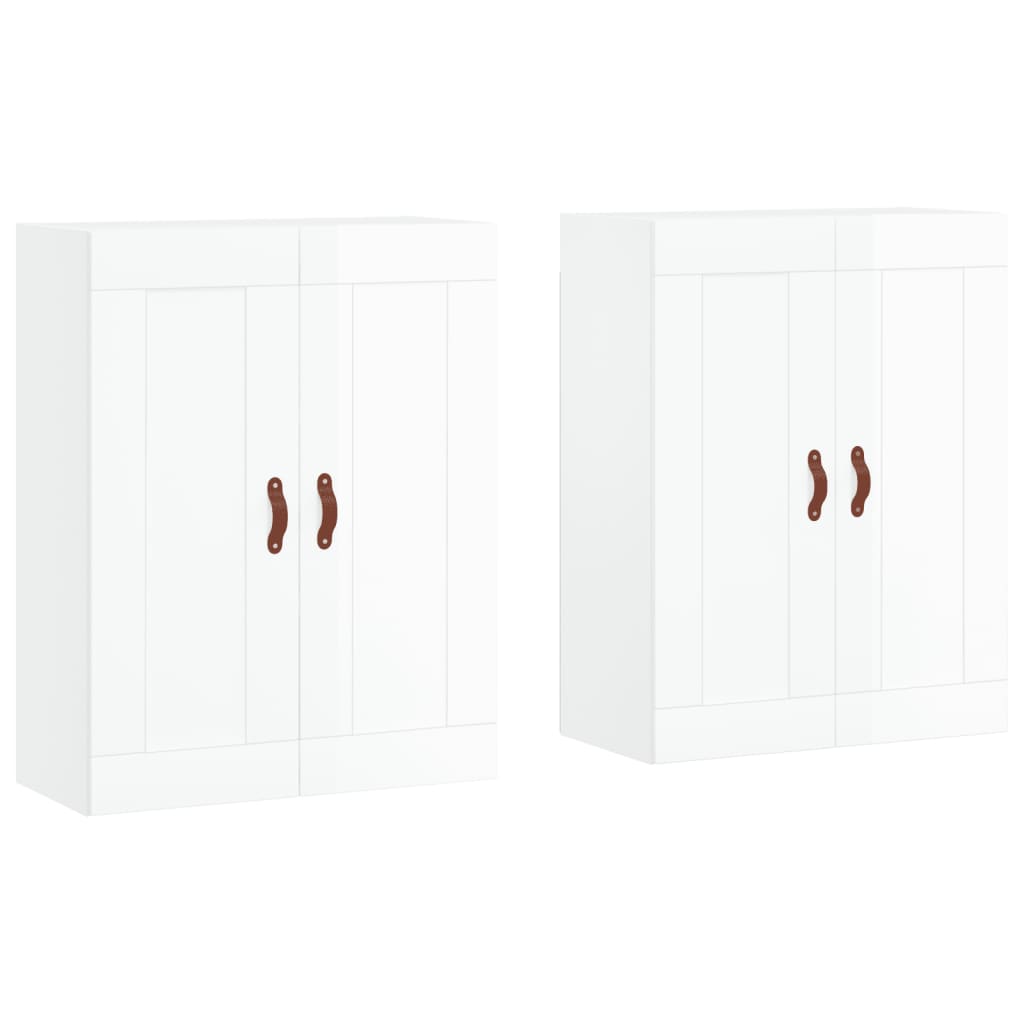 Armoires murales 2 pcs blanc brillant bois d'ingénierie