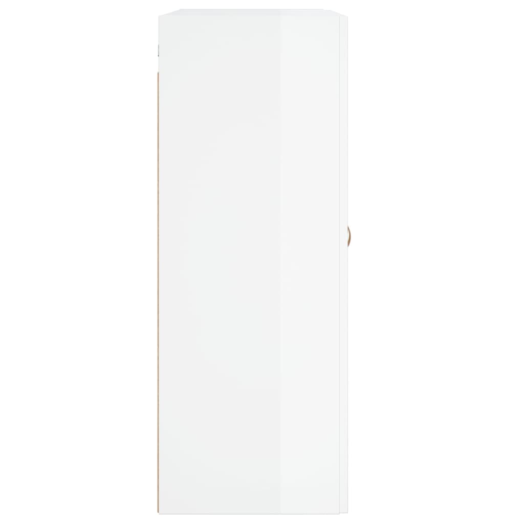 Armoires murales 2 pcs blanc brillant bois d'ingénierie