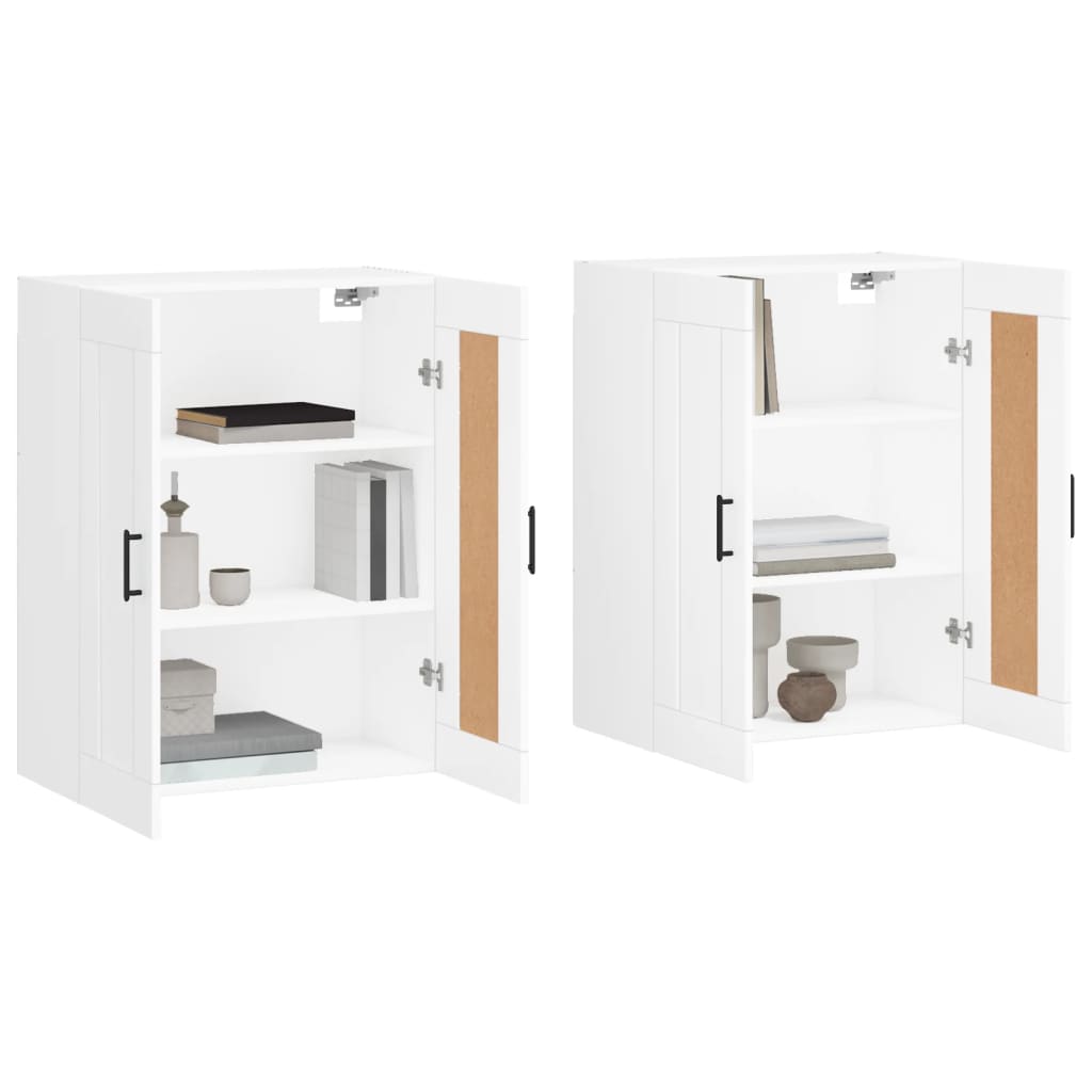 Armoires murales 2 pcs blanc bois d'ingénierie