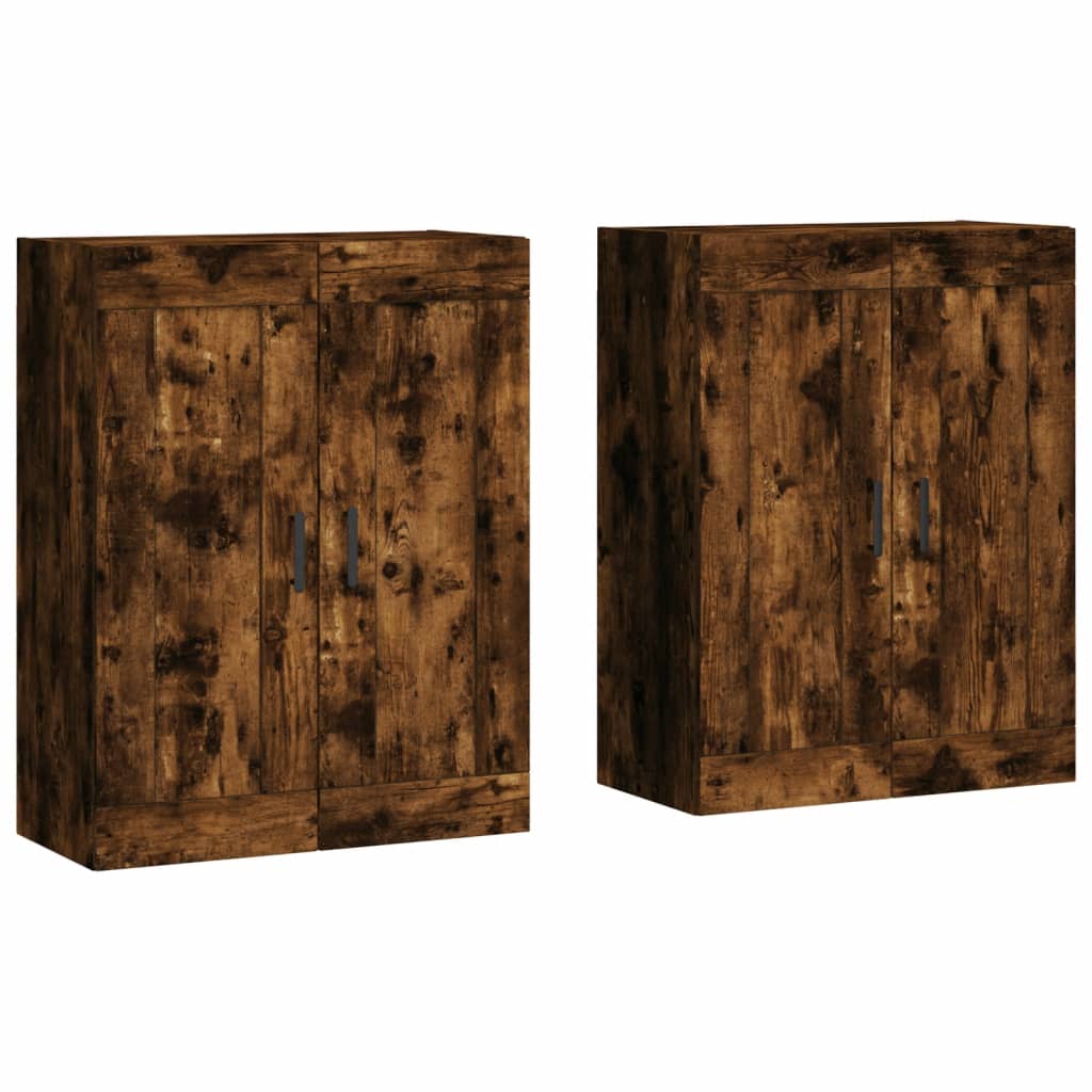 Wall cabinets 2 pcs smoked oak engineered wood