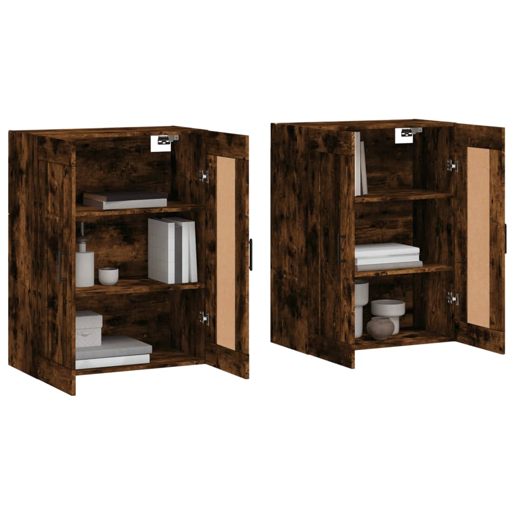 Wall cabinets 2 pcs smoked oak engineered wood