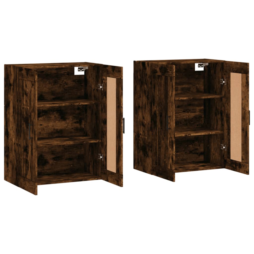 Wall cabinets 2 pcs smoked oak engineered wood