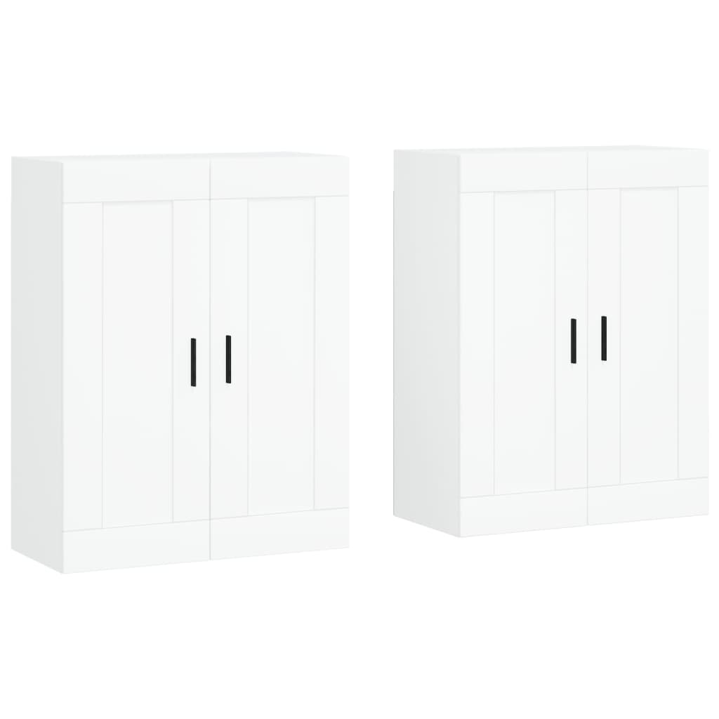 Armoires murales 2 pcs blanc bois d'ingénierie