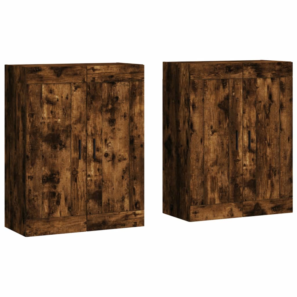 Armoires murales 2 pcs chêne fumé bois d'ingénierie