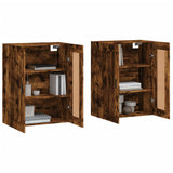 Wall cabinets 2 pcs smoked oak engineered wood