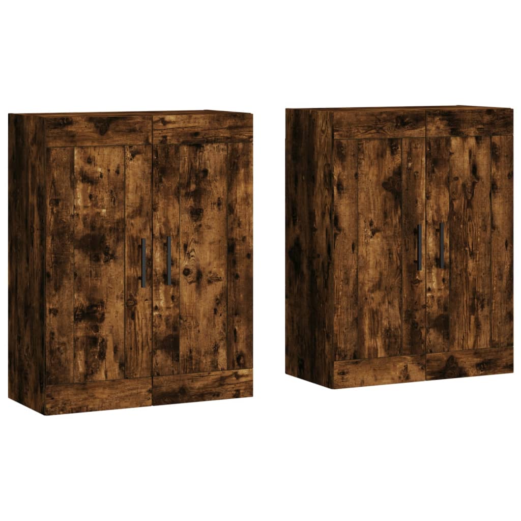 Armoires murales 2 pcs chêne fumé bois d'ingénierie