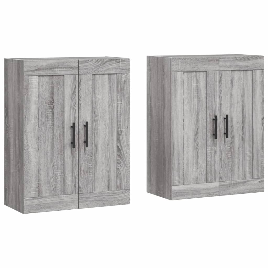 2 pcs wall cabinets sonoma gray engineered wood