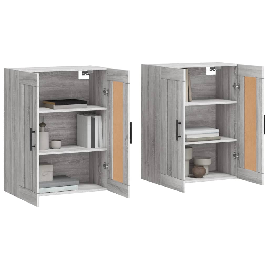 2 pcs wall cabinets sonoma gray engineered wood