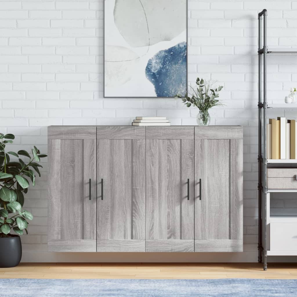 2 pcs wall cabinets sonoma gray engineered wood