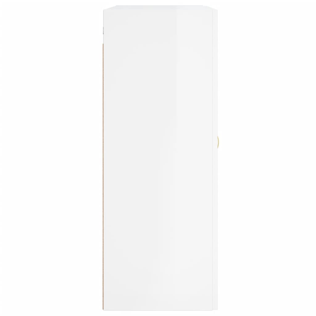 Armoires murales 2 pcs blanc brillant bois d'ingénierie