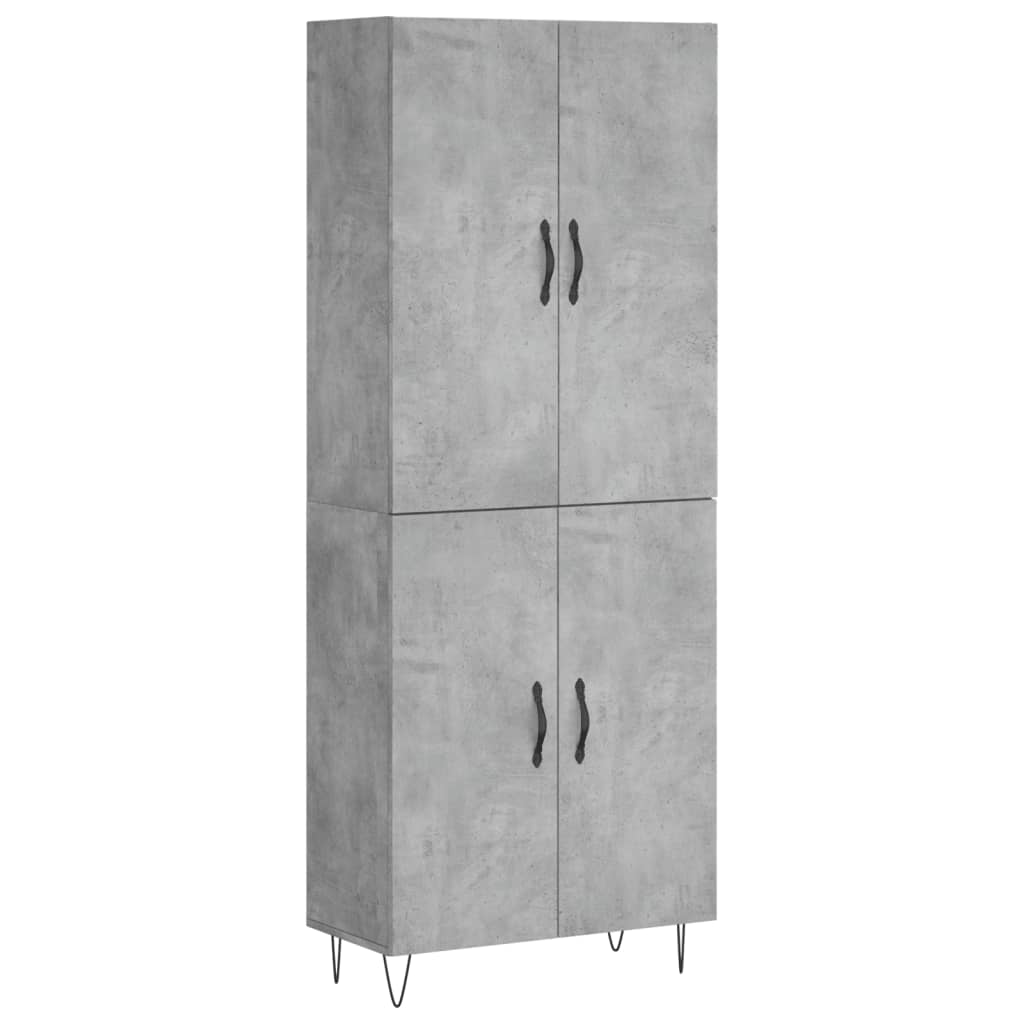 Buffet haut Gris béton 69,5x34x180 cm Bois d'ingénierie