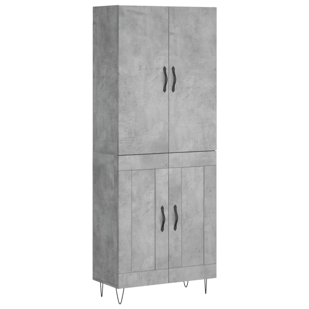 Buffet haut Gris béton 69,5x34x180 cm Bois d'ingénierie