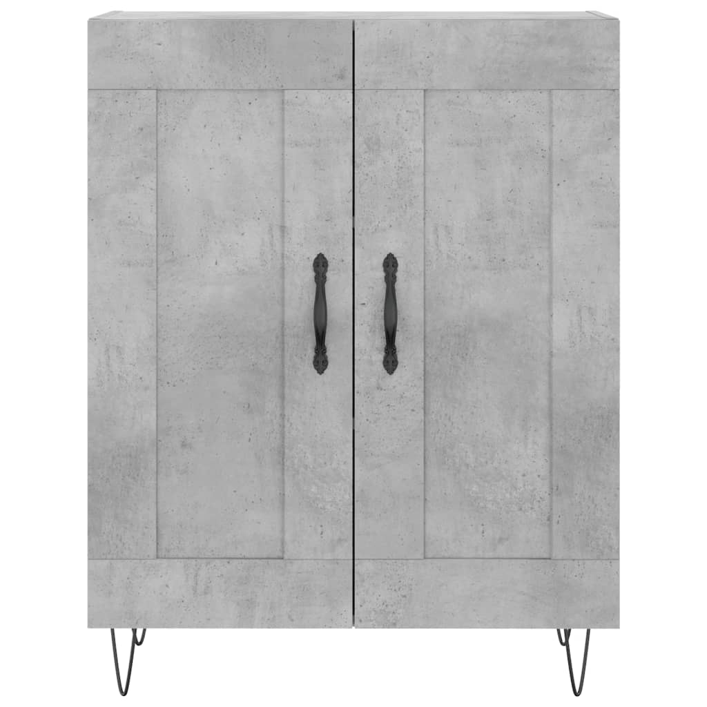 Buffet haut Gris béton 69,5x34x180 cm Bois d'ingénierie