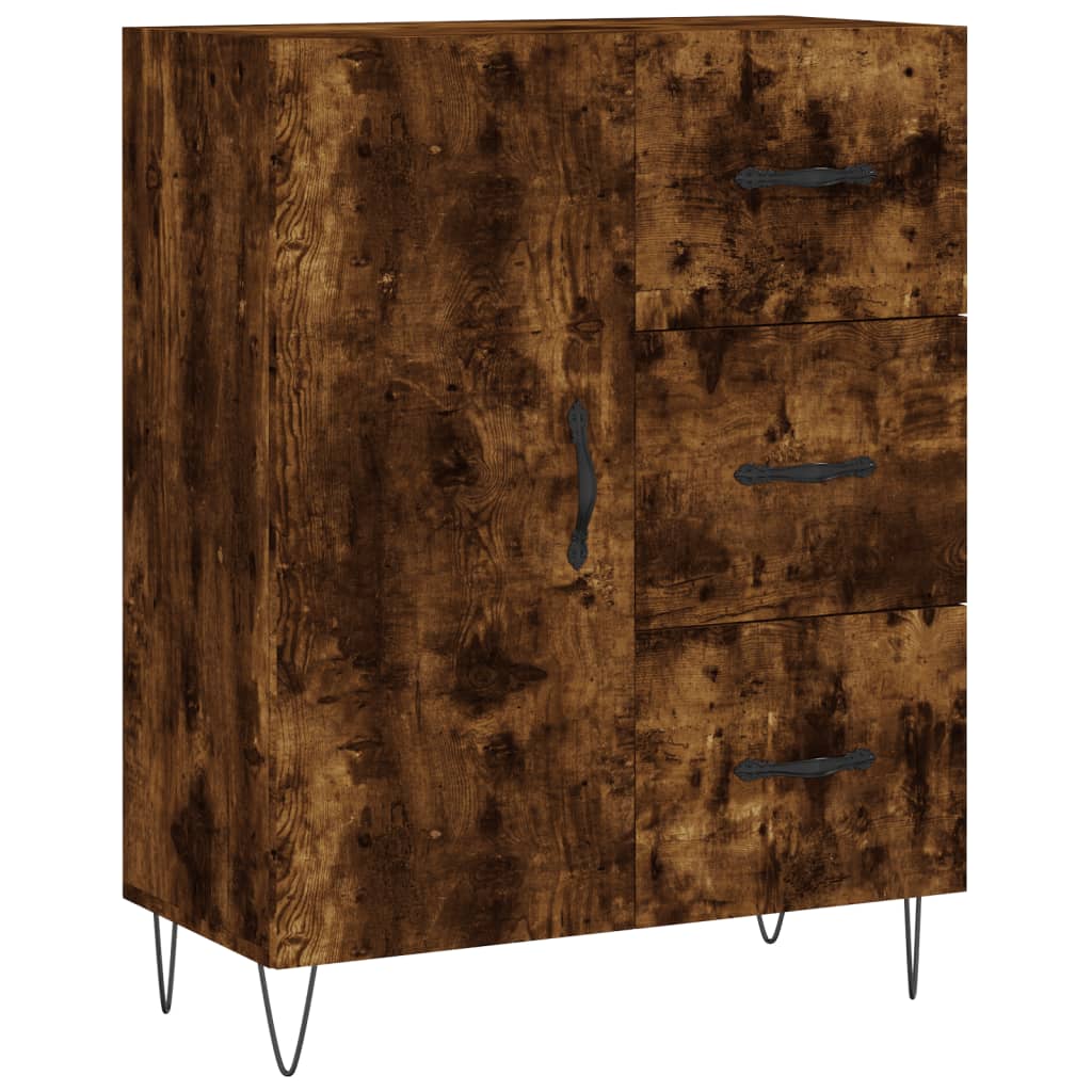 Buffet haut Chêne fumé 69,5x34x180 cm Bois d'ingénierie