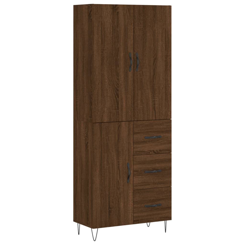 Hohes Sideboard, braune Eiche, 69,5 x 34 x 180 cm, Holzwerkstoff