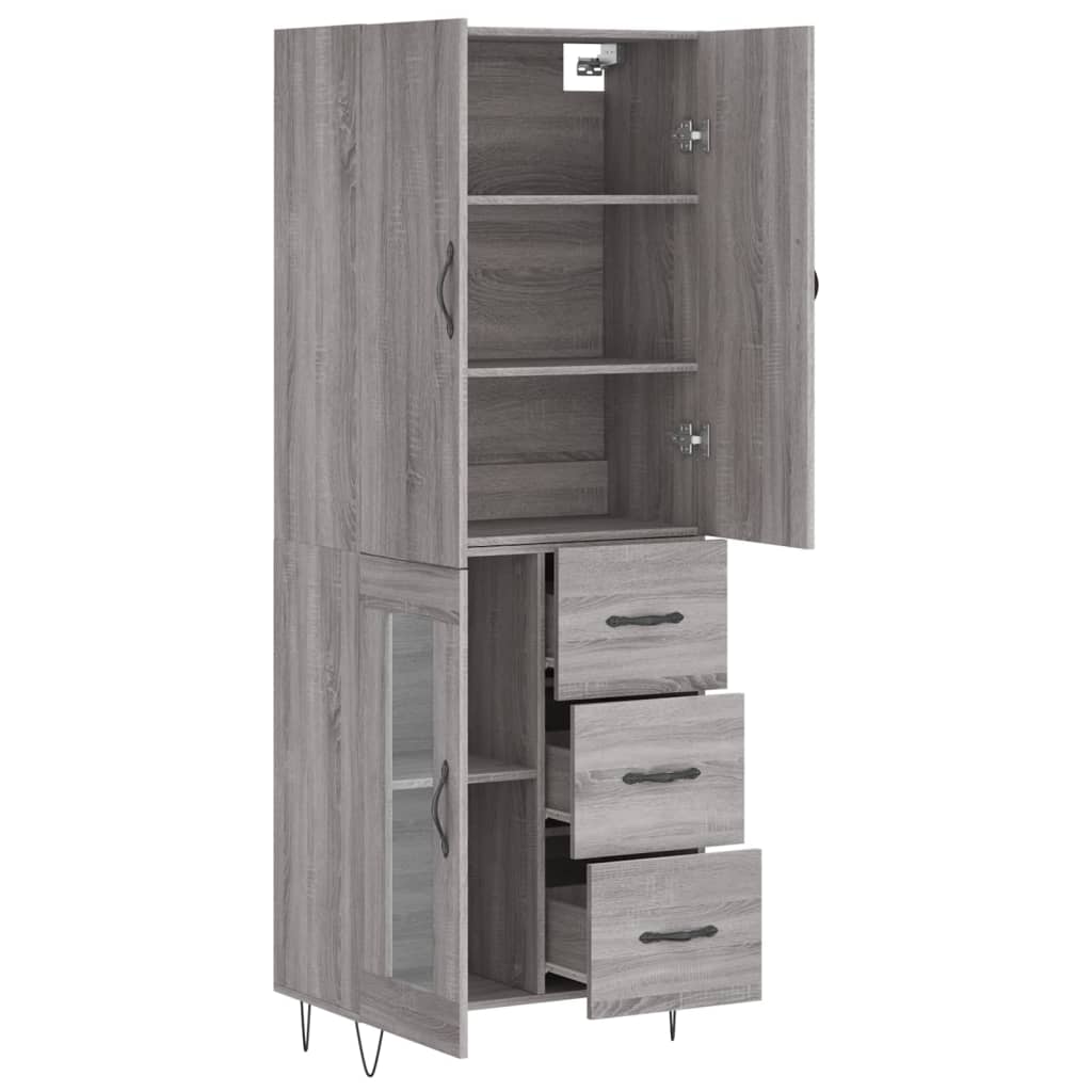 Buffet haut Sonoma gris 69,5x34x180 cm Bois d'ingénierie