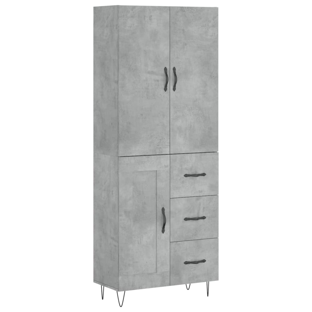 High sideboard Concrete gray 69.5x34x180 cm Engineered wood