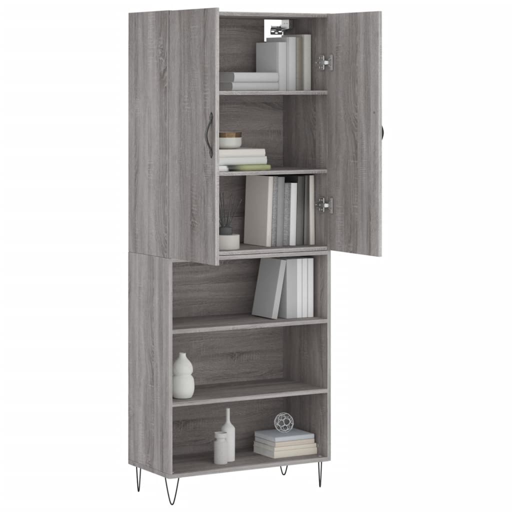 Sonoma hohes Sideboard grau 69,5x34x180 cm Holzwerkstoff