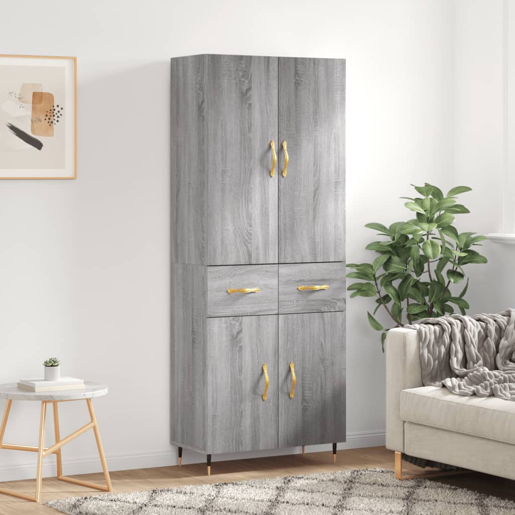 Buffet haut Sonoma gris 69,5x34x180 cm Bois d'ingénierie