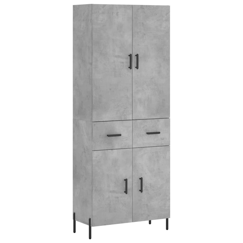 High sideboard Concrete gray 69.5x34x180 cm Engineered wood