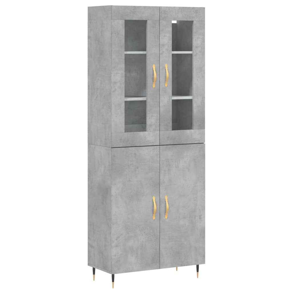 High sideboard Concrete gray 69.5x34x180 cm Engineered wood