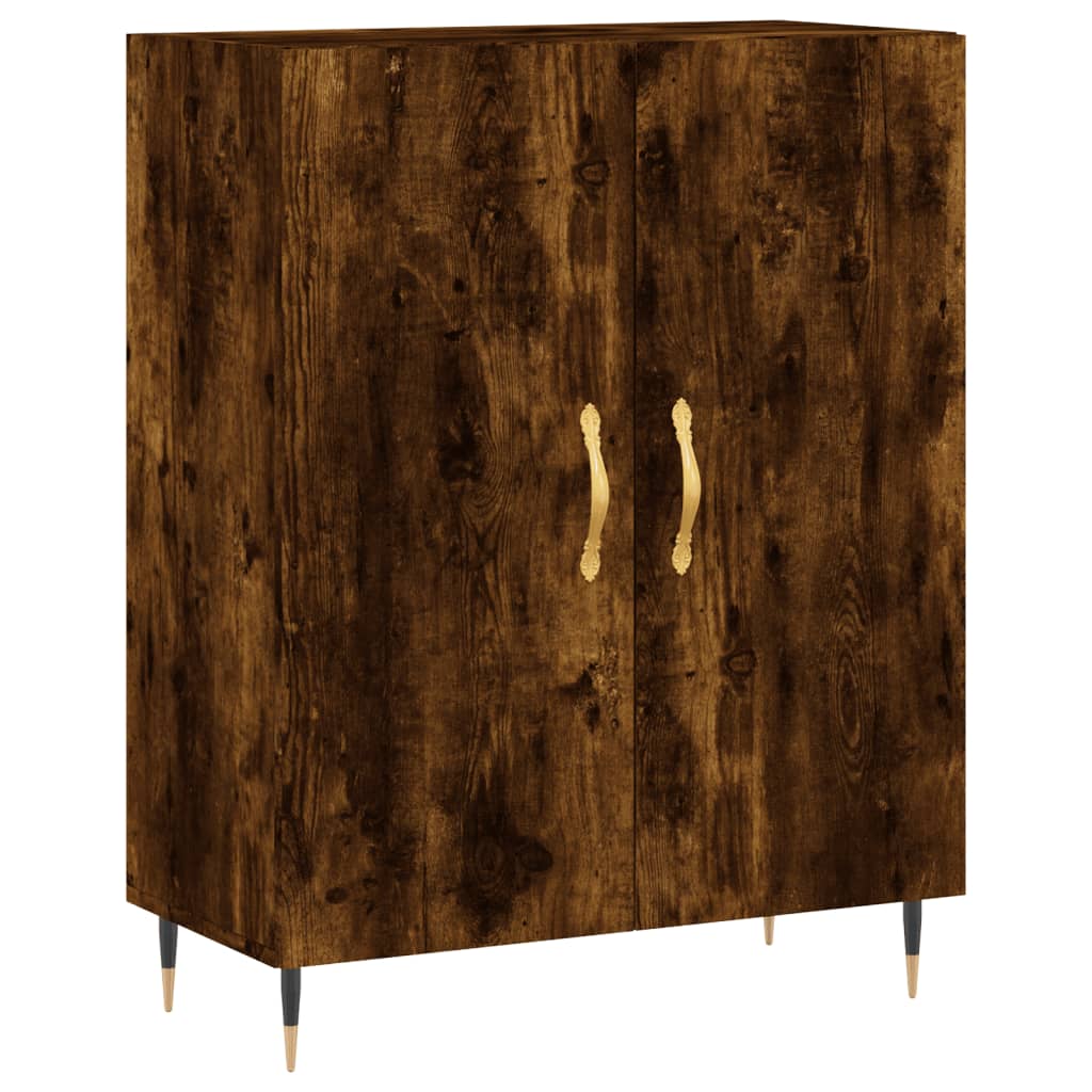 Buffet haut Chêne fumé 69,5x34x180 cm Bois d'ingénierie