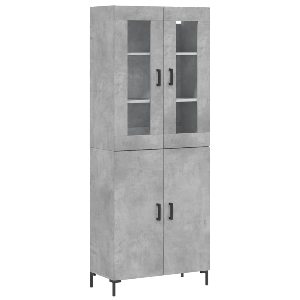 Buffet haut Gris béton 69,5x34x180 cm Bois d'ingénierie