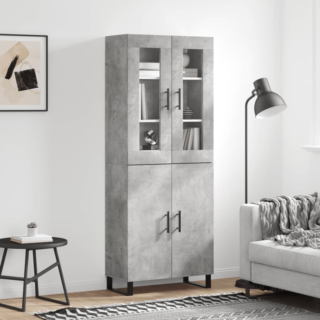 High sideboard Concrete gray 69.5x34x180 cm Engineered wood