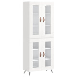 Buffet haut Blanc brillant 69,5x34x180 cm Bois d'ingénierie