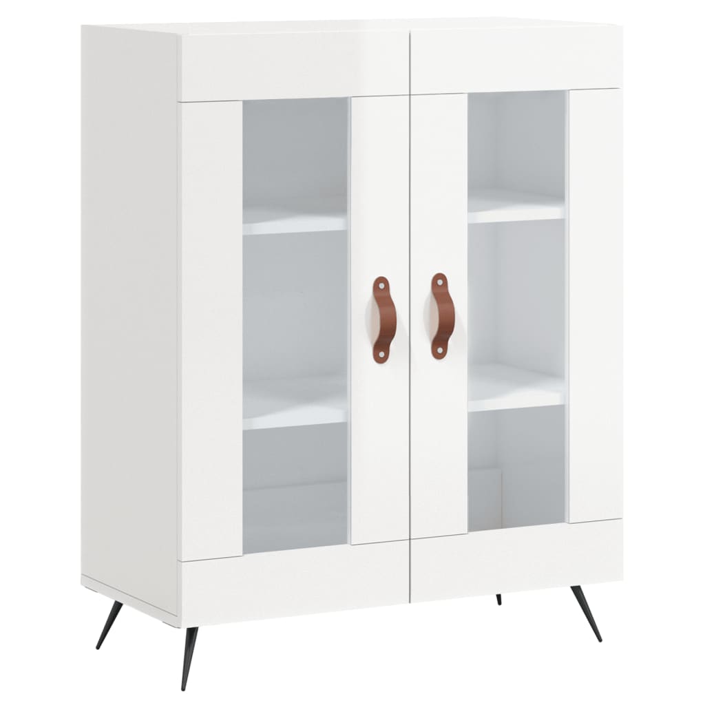 High sideboard Glossy white 69.5x34x180 cm Engineered wood