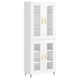 Buffet haut Blanc brillant 69,5x34x180 cm Bois d'ingénierie