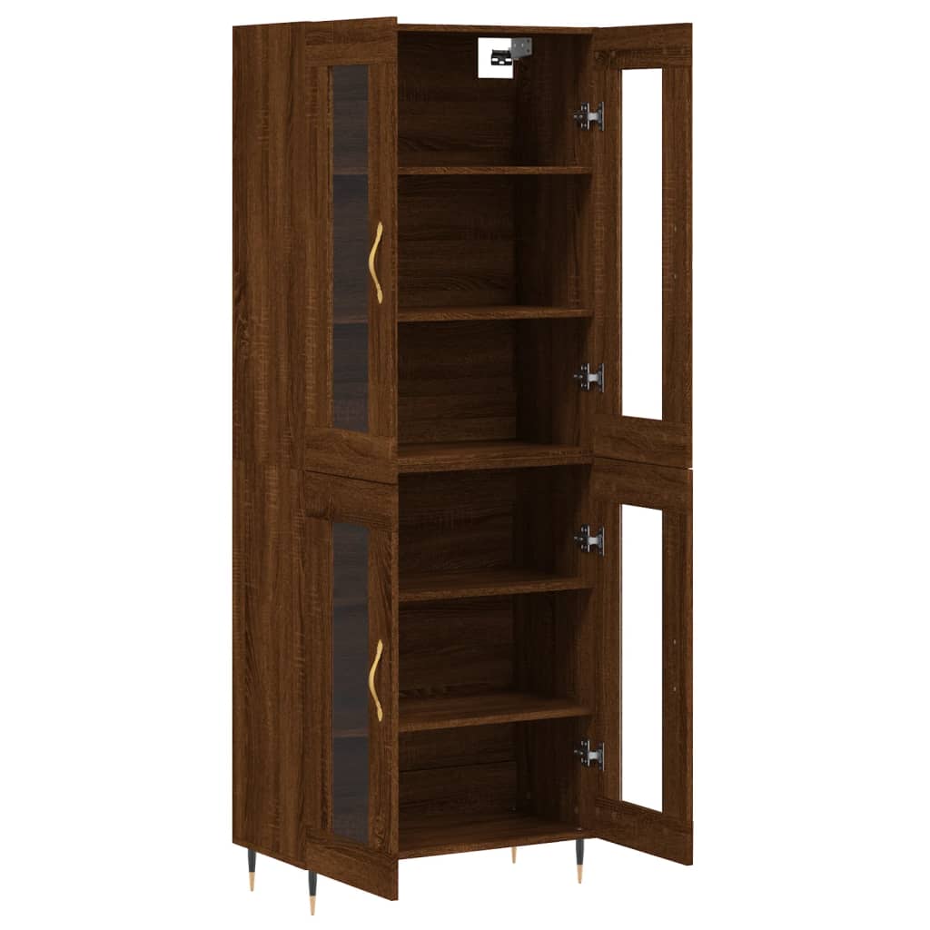 Buffet haut Chêne marron 69,5x34x180 cm Bois d'ingénierie