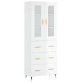 Buffet haut Blanc brillant 69,5x34x180 cm Bois d'ingénierie