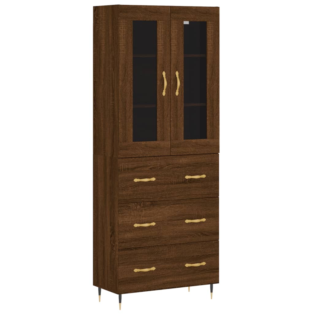 Buffet haut Chêne marron 69,5x34x180 cm Bois d'ingénierie