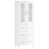 High sideboard Glossy white 69.5x34x180 cm Engineered wood