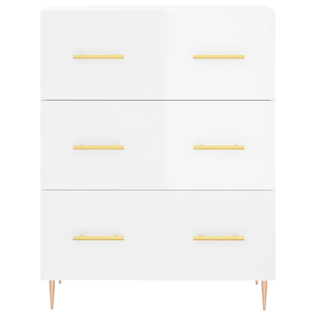 High sideboard Glossy white 69.5x34x180 cm Engineered wood